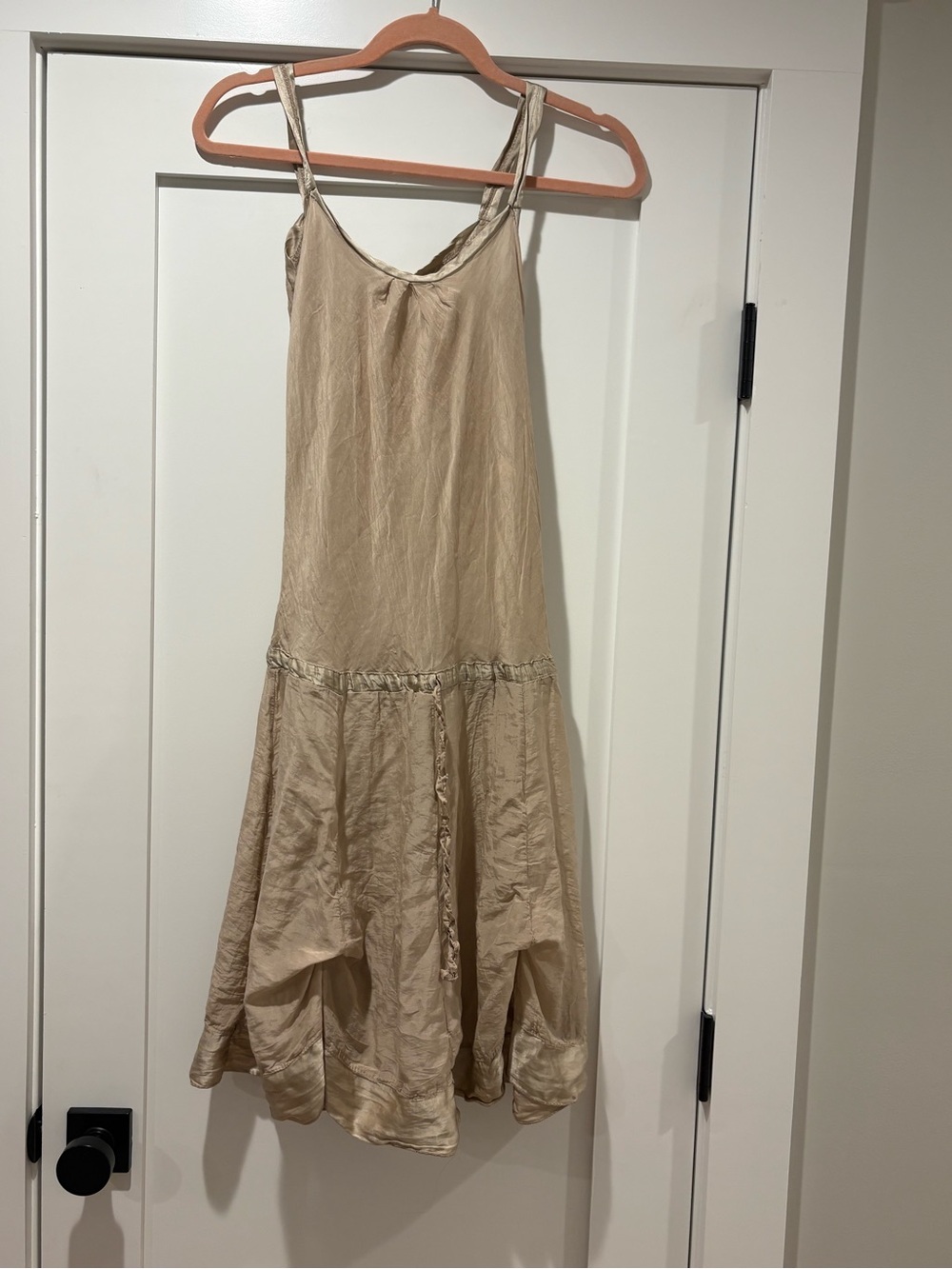 Beige Cotton/Silk  Slip Dress